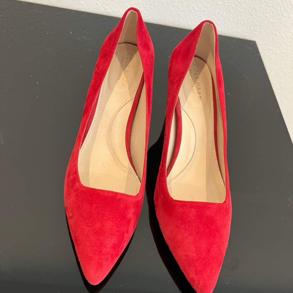 Cole Haan Red Suede Heels Pumps Size 8.5.  Beautiful like new condition.